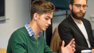 Student speaks in class. 