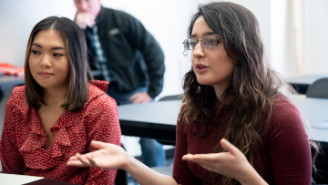 Student speaks in class. 