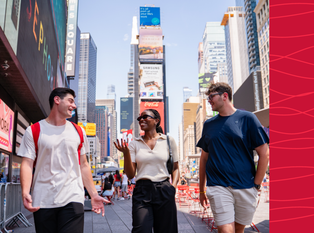 Students walking in New York City.