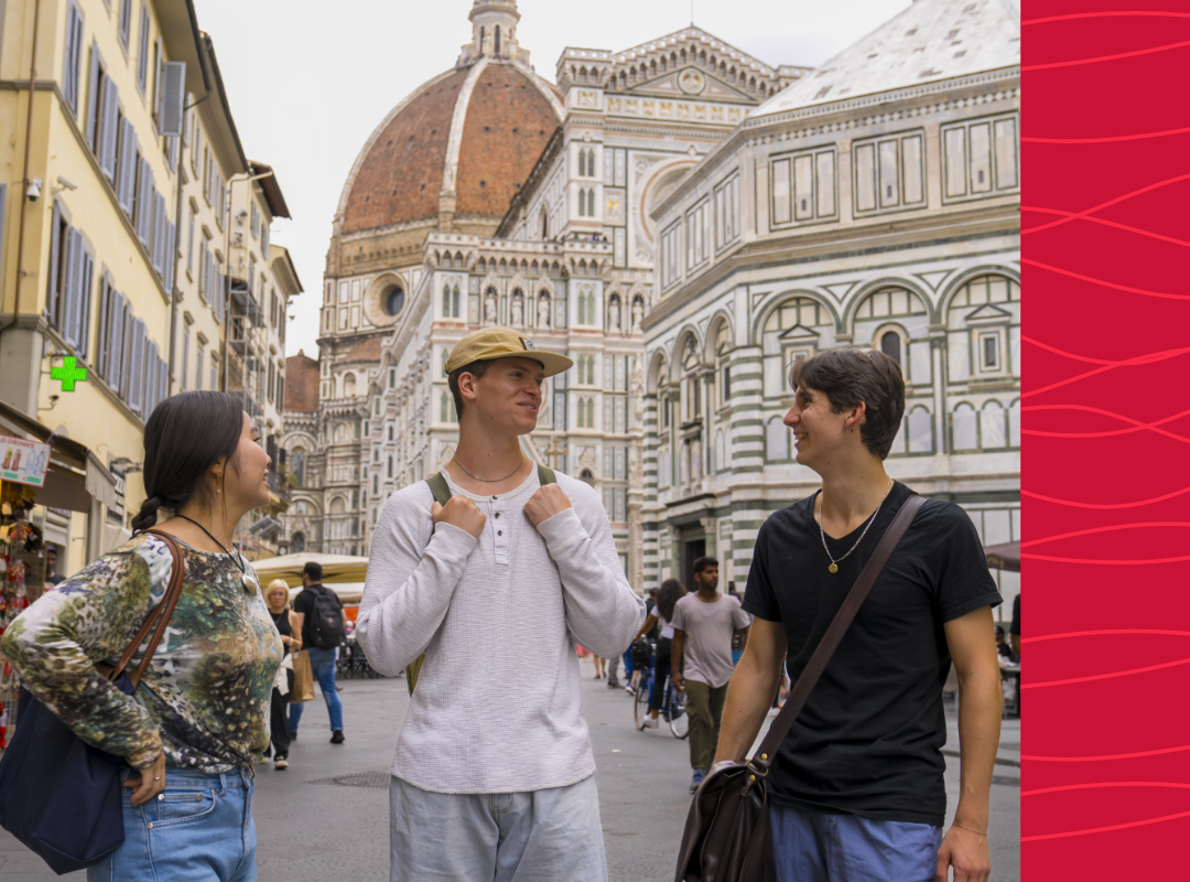 Students walking in Europe.