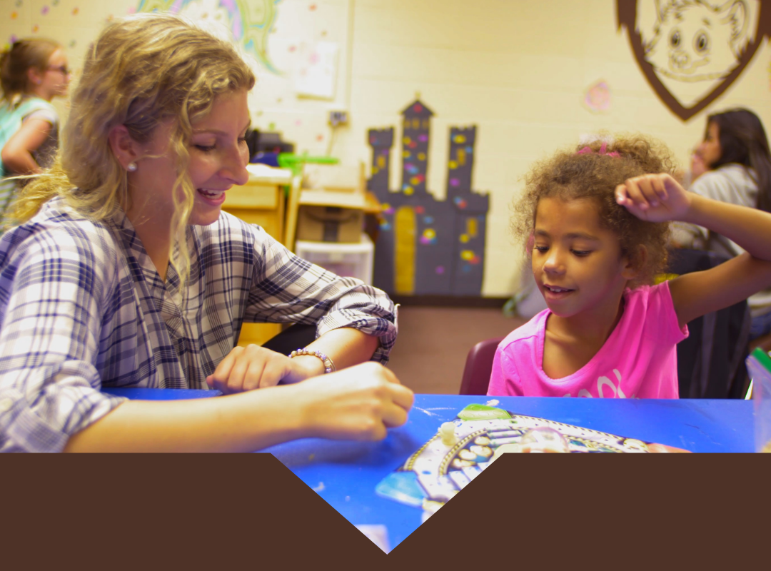 A Bonnie student teaching in a children's classroom
